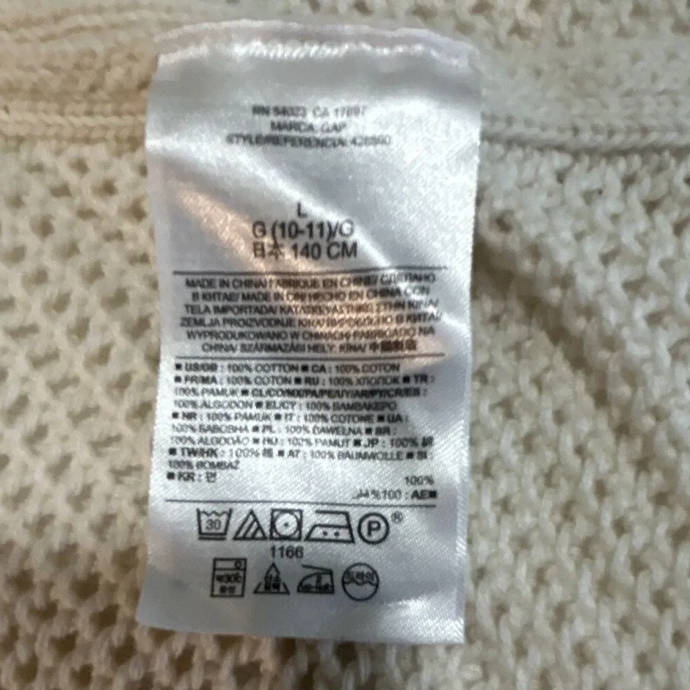 GapKids Girls Size 10-12 White Knit Cotton Button Front V-Neck Cardigan